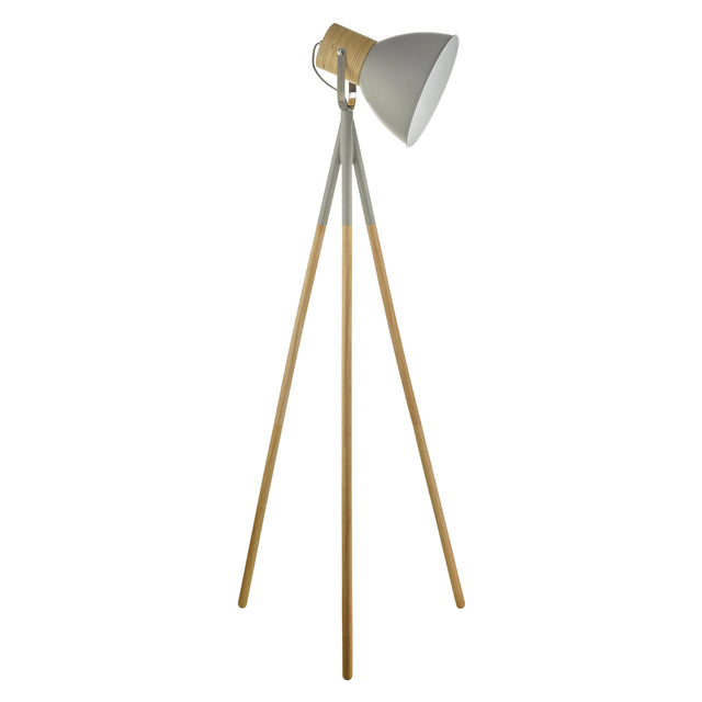 Adna Floor Lamp Grey & Natural Wood