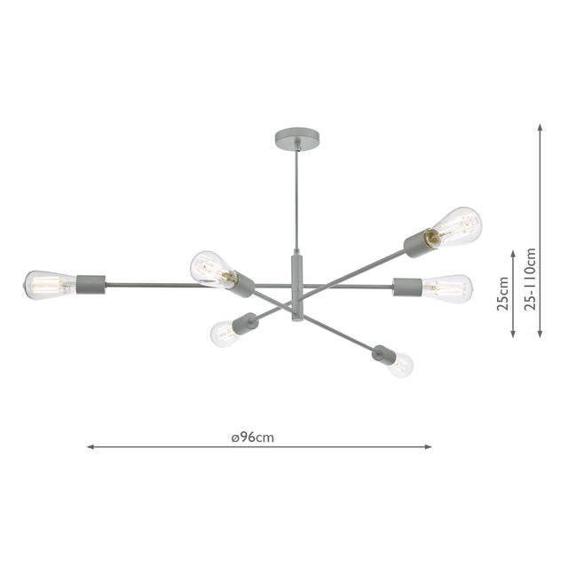 Alana 6 Light Armed Fitting Matt Grey