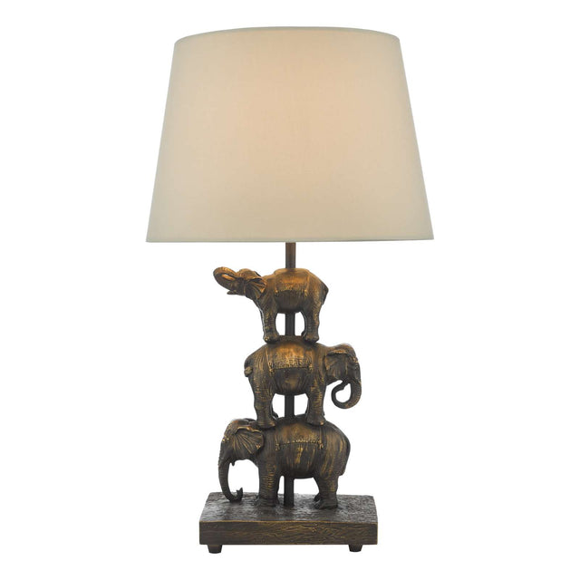 Alina Elephant Table Lamp Antique Bronze With Shade