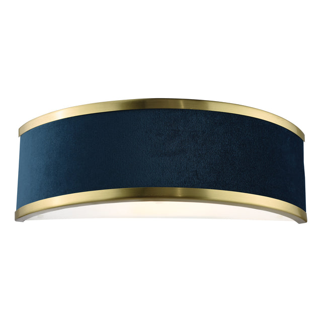 Alvaro Wall Light Brushed Brass With Blue Shade