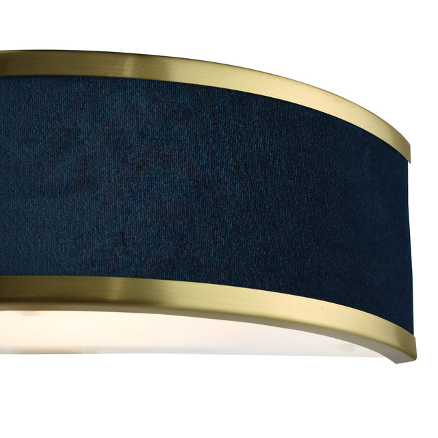 Alvaro Wall Light Brushed Brass With Blue Shade