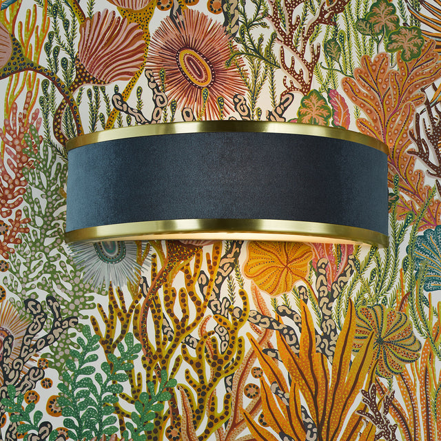 Alvaro Wall Light Brushed Brass With Blue Shade