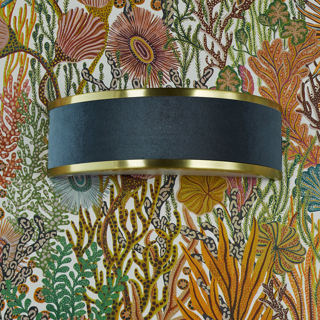 Alvaro Wall Light Brushed Brass With Blue Shade