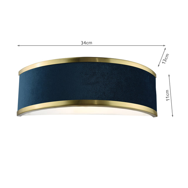 Alvaro Wall Light Brushed Brass With Blue Shade