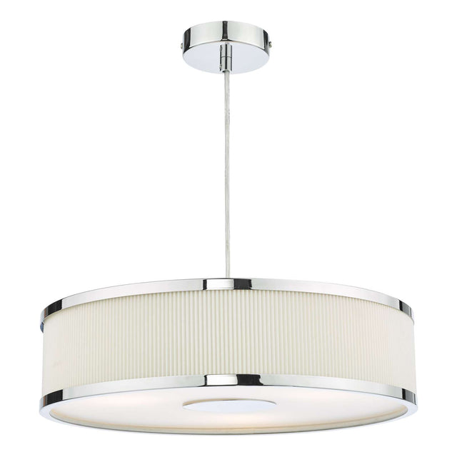 Alvaro 3 Light Pendant Polished Chrome and Ivory With Shade