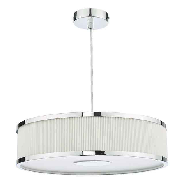 Alvaro 3 Light Pendant Polished Chrome and Ivory With Shade