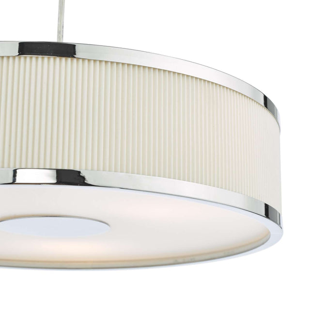 Alvaro 3 Light Pendant Polished Chrome and Ivory With Shade