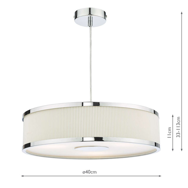 Alvaro 3 Light Pendant Polished Chrome and Ivory With Shade