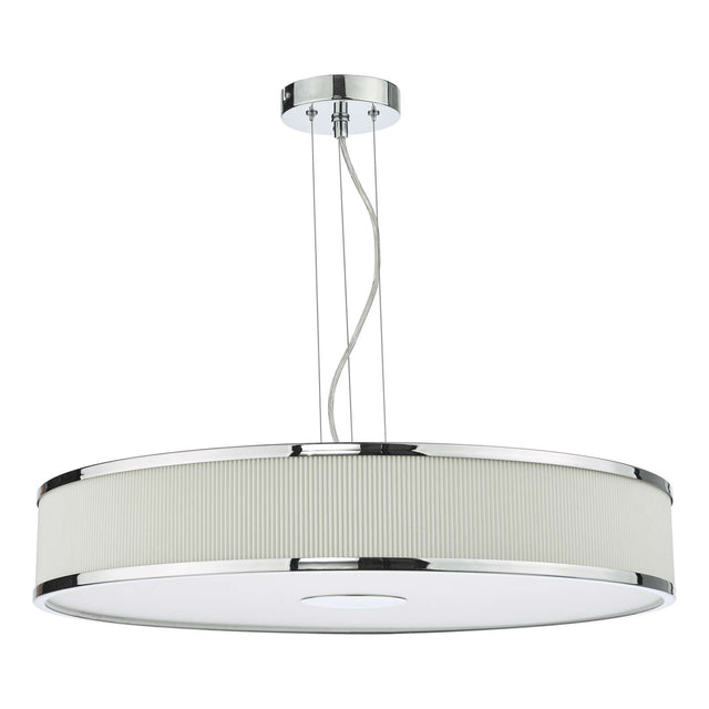 Alvaro 6 Light Pendant Polished Chrome and Ivory With Shade