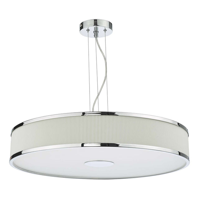 Alvaro 6 Light Pendant Polished Chrome and Ivory With Shade