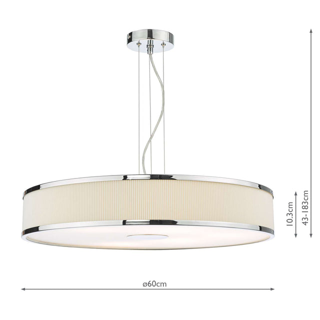 Alvaro 6 Light Pendant Polished Chrome and Ivory With Shade