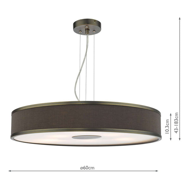 Alvaro 6 Light Pendant Antique Bronze and Brown With Shade