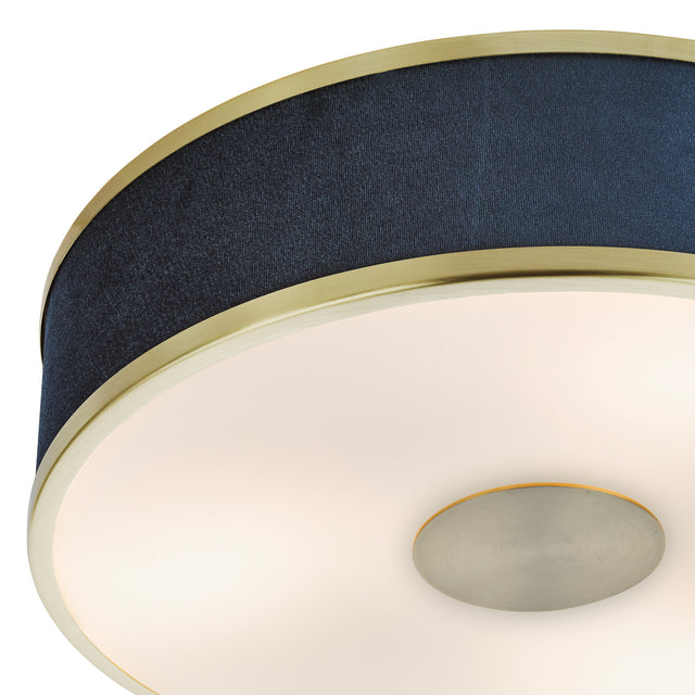 Alvaro 3 Light Flush Brushed Brass With Blue shade