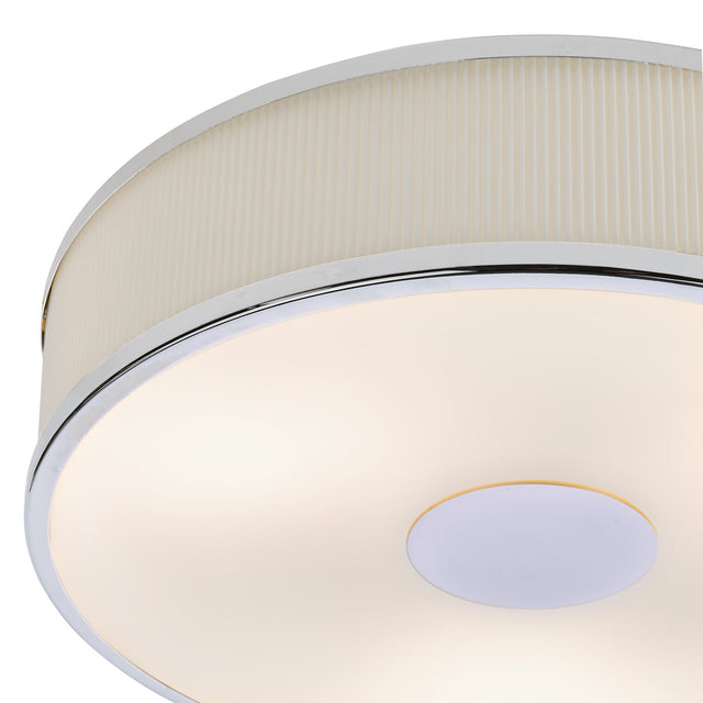 Alvaro 3 Light Flush Polished Chrome With Ivory shade