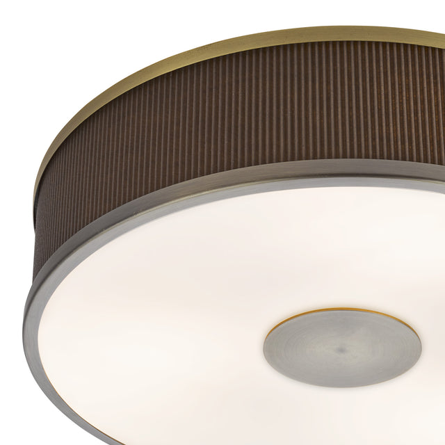 Alvaro 3 Light Flush Antique Bronze With Brown Shade