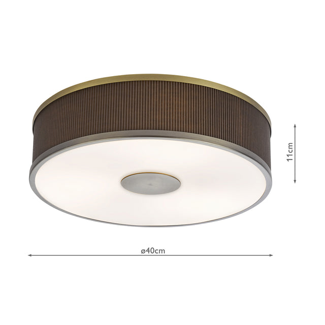 Alvaro 3 Light Flush Antique Bronze With Brown Shade