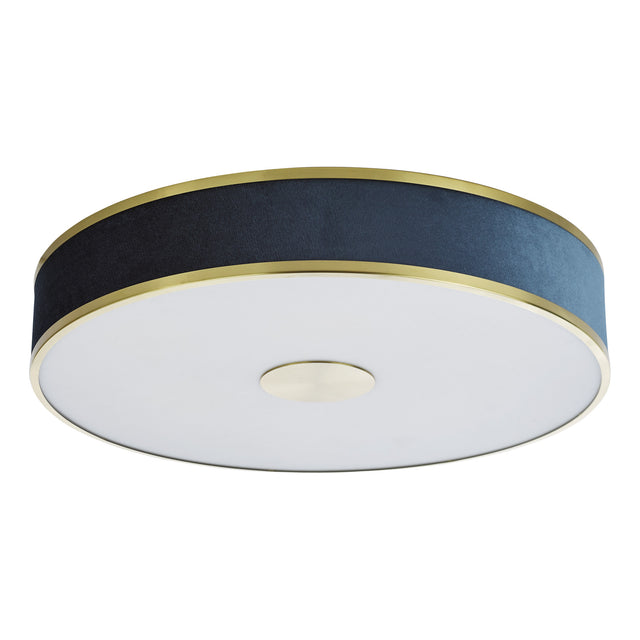 Alvaro 6 Light Flush Brushed Brass With Blue shade