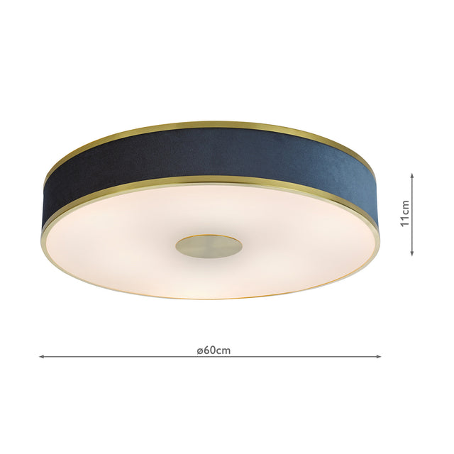 Alvaro 6 Light Flush Brushed Brass With Blue shade