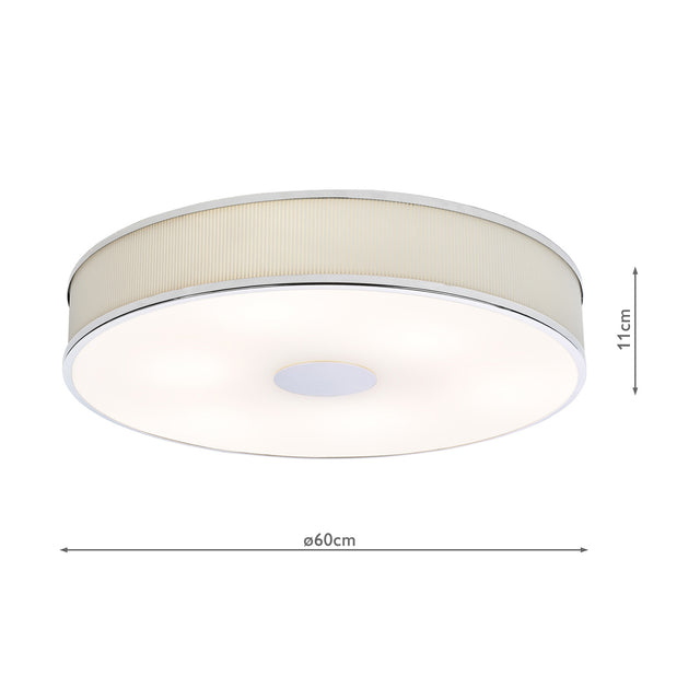 Alvaro 6 Light Flush Polished Chrome With Ivory shade