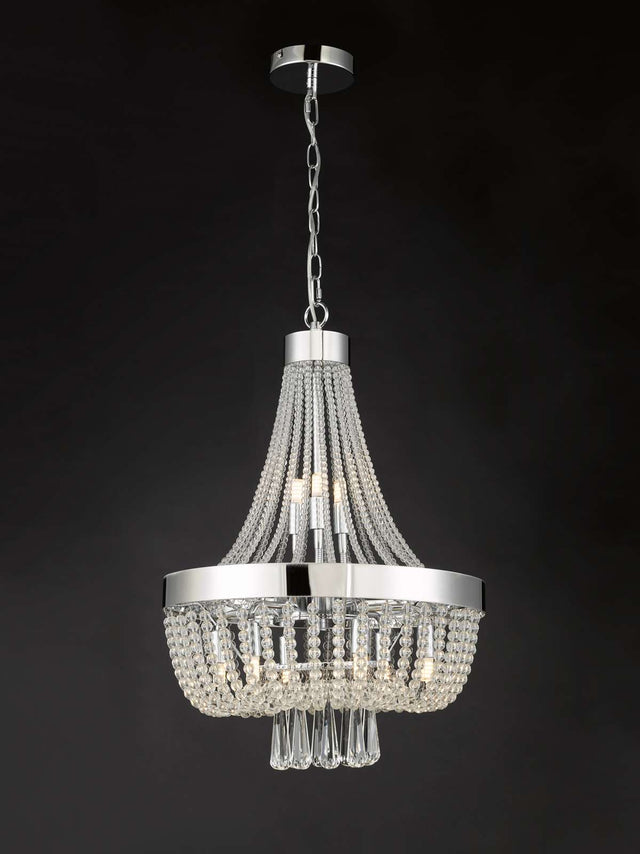 Alyssa 9 Light Pendant Polished Chrome Glass