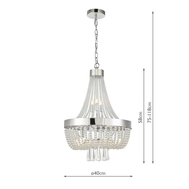 Alyssa 9 Light Pendant Polished Chrome Glass