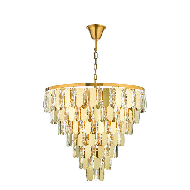 Amira 12 Light Chandelier Polished Gold Crystal