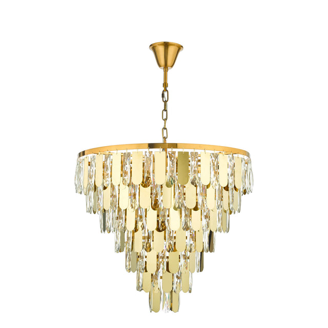 Amira 12 Light Chandelier Polished Gold Crystal