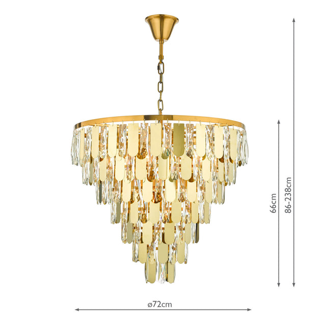 Amira 12 Light Chandelier Polished Gold Crystal