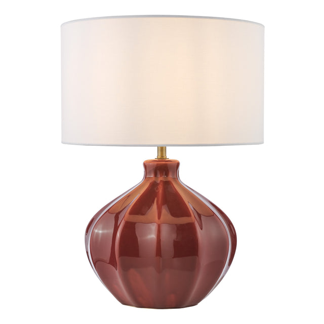 Amrita Ceramic Table Lamp Red and Antique Brass Base Only