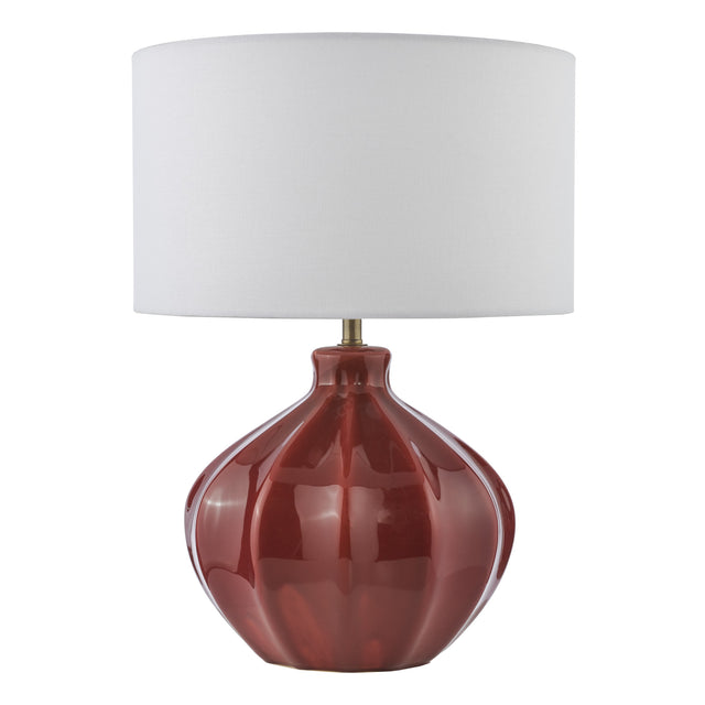 Amrita Ceramic Table Lamp Red and Antique Brass Base Only