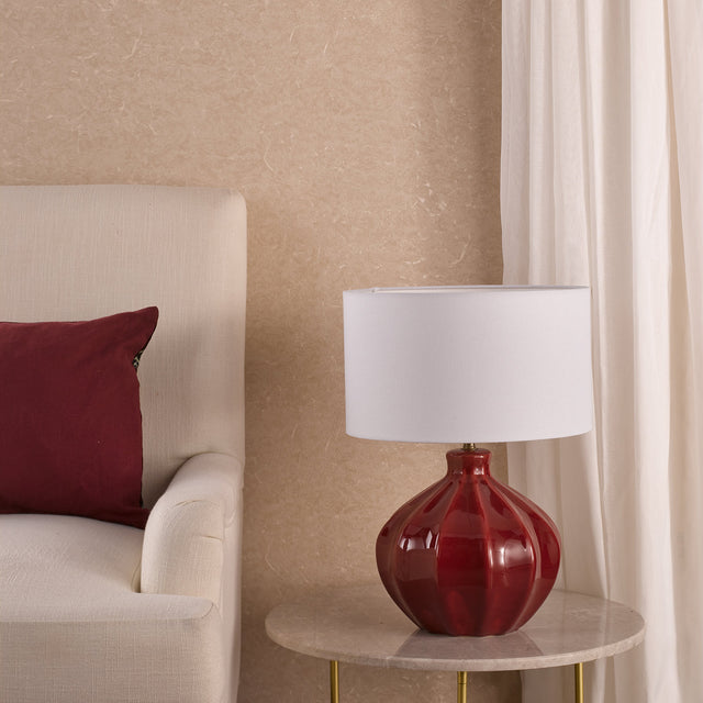 Amrita Ceramic Table Lamp Red and Antique Brass Base Only