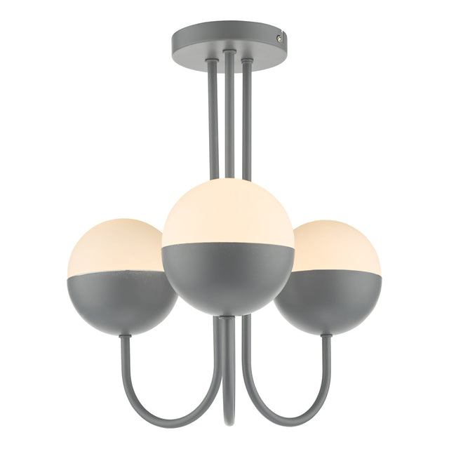 Andre 3 Light Semi Flush Grey Opal Glass