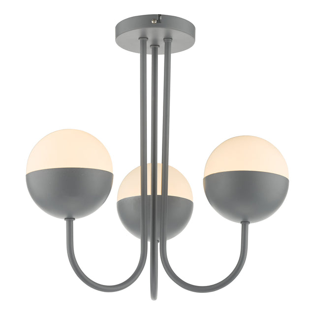 Andre 3 Light Semi Flush Grey Opal Glass