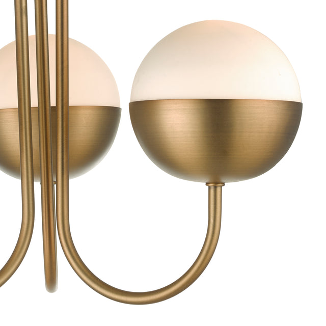 Andre 3 Light Semi Flush Aged Brass Opal Glass