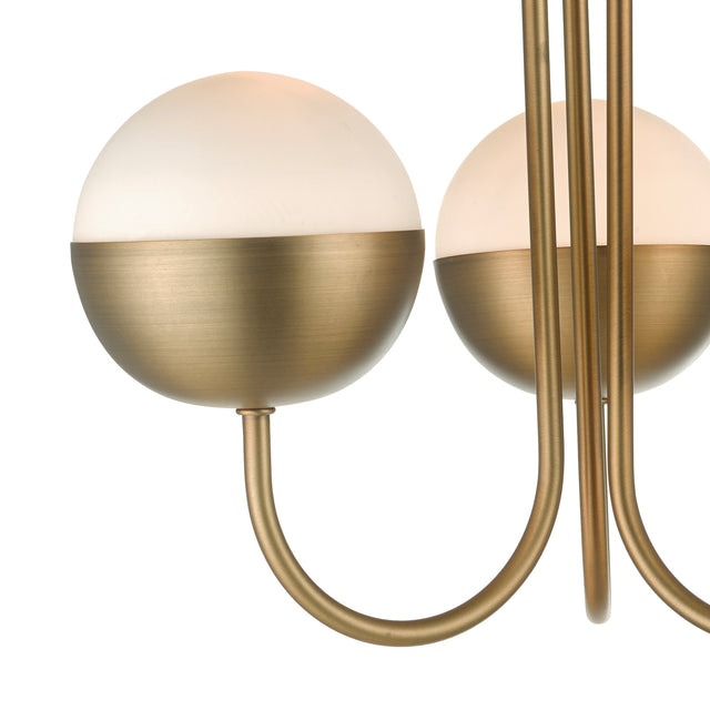 Andre 3 Light Semi Flush Aged Brass Opal Glass