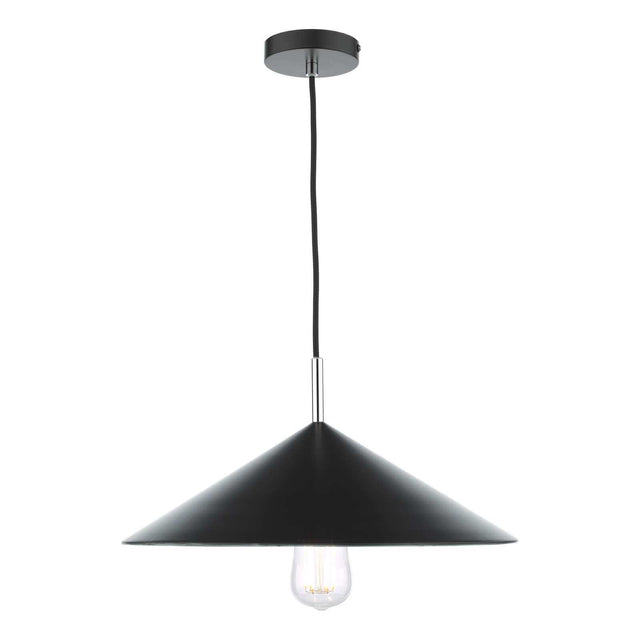 Apex 1 Light Single Pendant Matt Black Polished Chrome