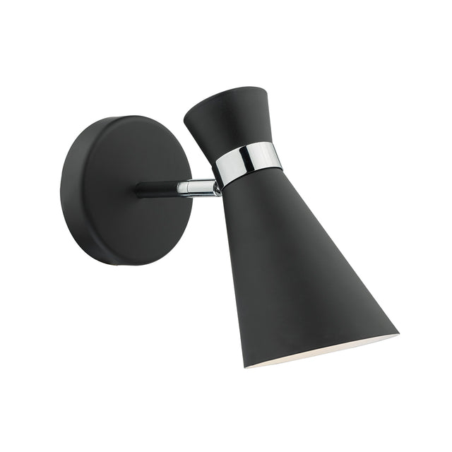 Ashworth Single Wall Spotlight Matt Black Polished Chrome