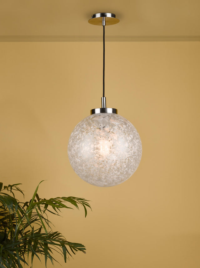 Avari Pendant Satin Nickel Frosted Glass