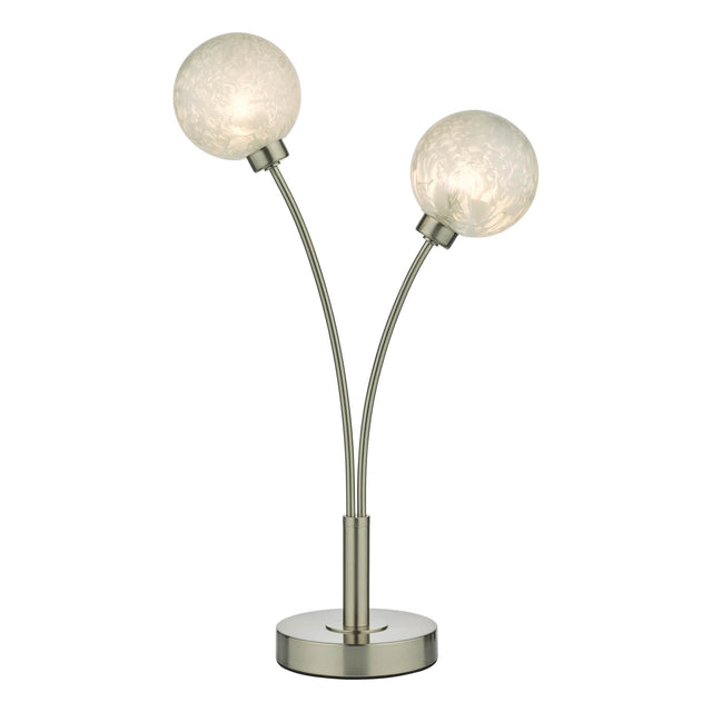 Avari 2 Light Table Lamp Satin Nickel Frosted Glass