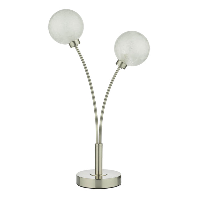 Avari 2 Light Table Lamp Satin Nickel Frosted Glass