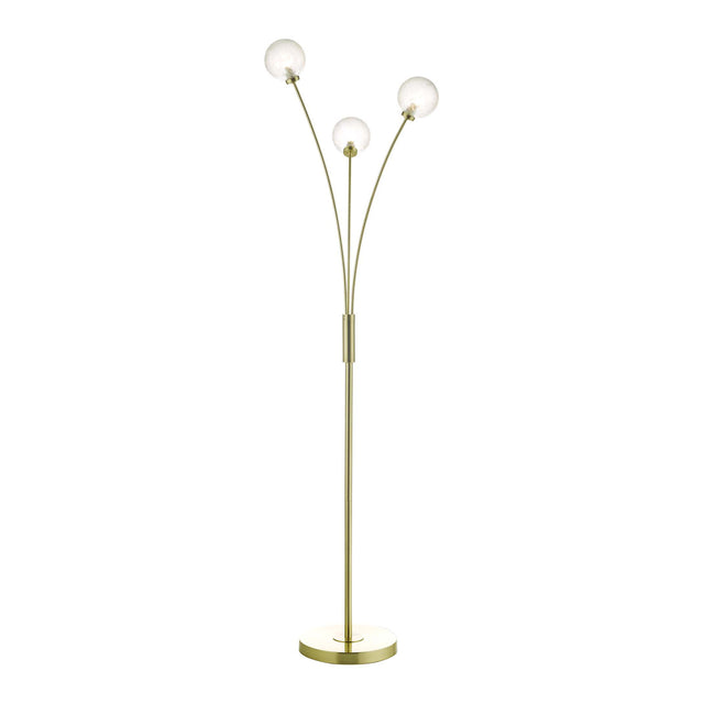 Avari 3 Light Floor Lamp Satin Brass and Frosted Glass