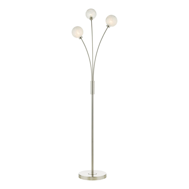 Avari 3 Light Floor Lamp Satin Nickel Frosted Glass