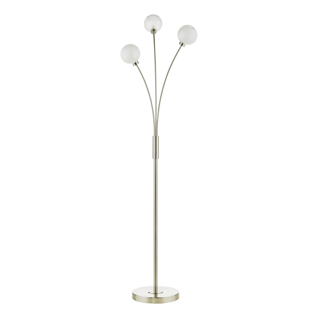 Avari 3 Light Floor Lamp Satin Nickel Frosted Glass