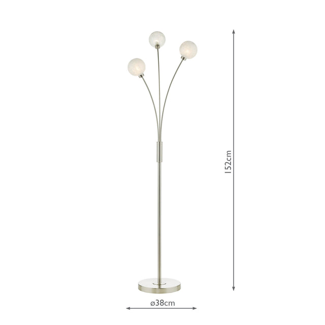 Avari 3 Light Floor Lamp Satin Nickel Frosted Glass