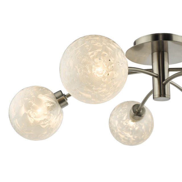 Avari 6 Light Semi Flush Satin Nickel Frosted Glass