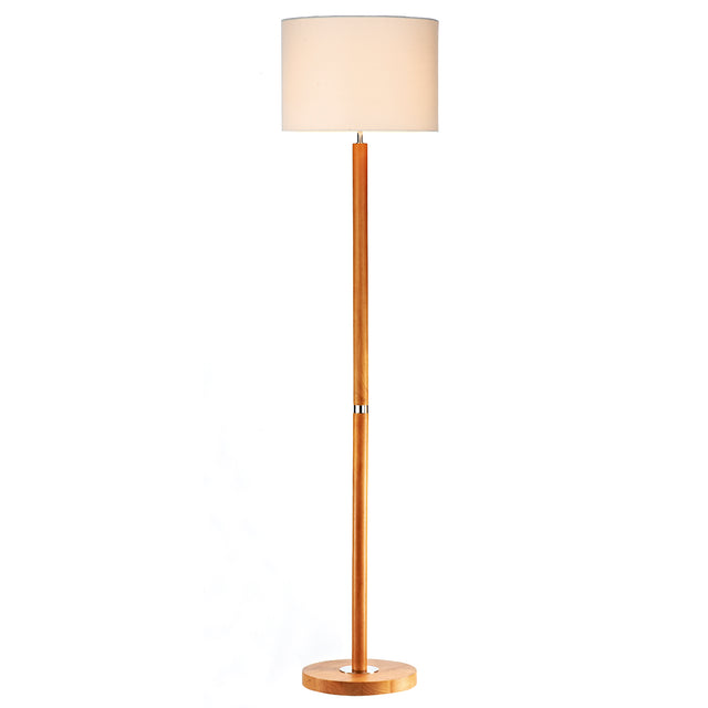 Avenue Floor Lamp Light Wood and Polished Chrome With Shade