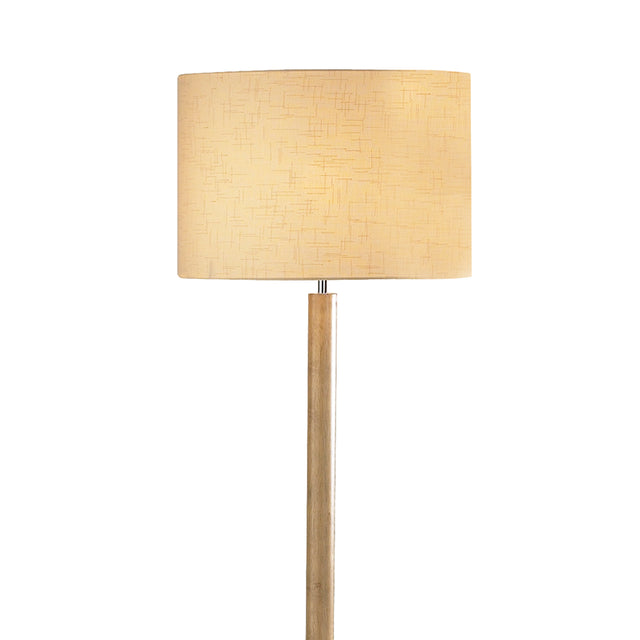 Avenue Floor Lamp Light Wood and Polished Chrome With Shade