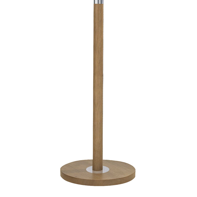 Avenue Floor Lamp Light Wood and Polished Chrome With Shade