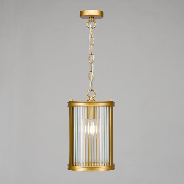 Bianka Pendant Bronze and Ribbed Glass