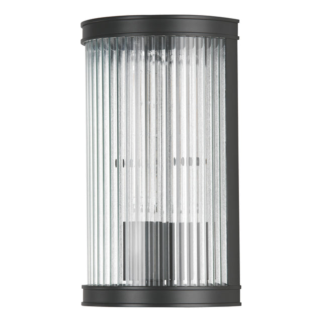 Bianka Wall Light Matt Black and Ribbed Glass